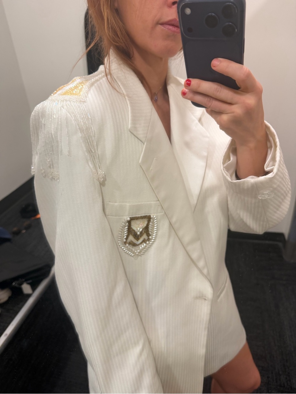 White Embellished Women's Blazer Jacket